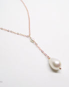 rose gold pearl Y lariat necklace for women