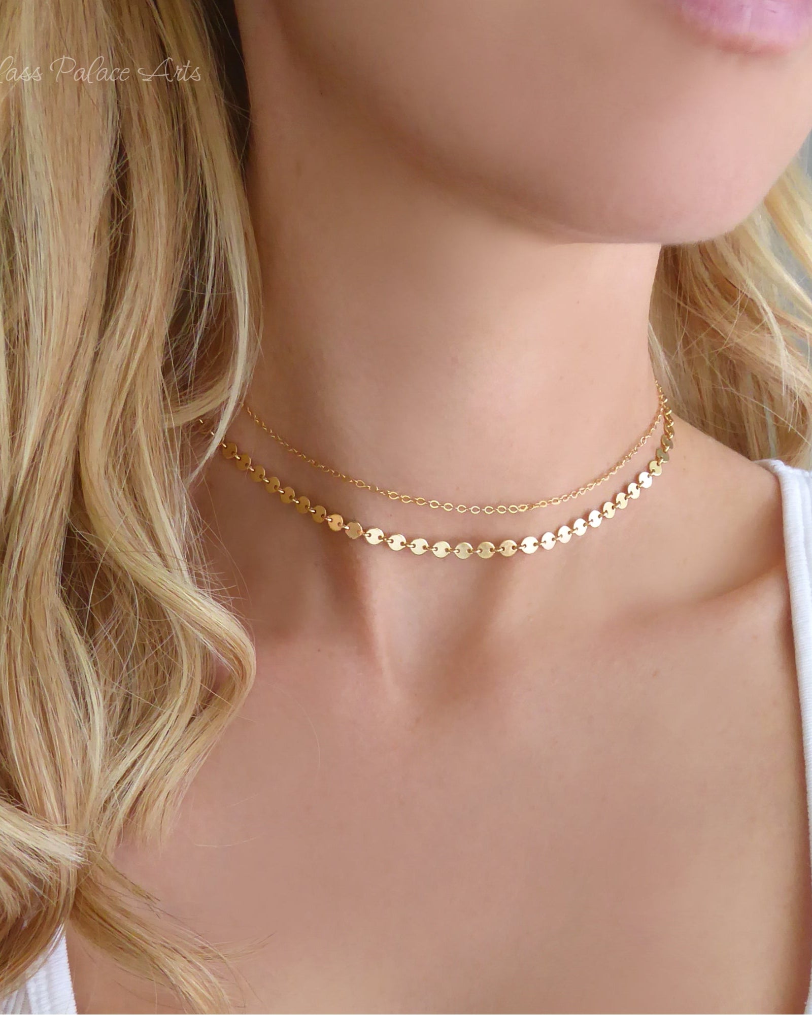 Gold Choker Necklace Set ~ 14k Gold Fill, Rose Gold Fill or