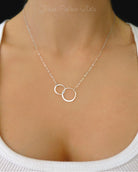 Infinity Necklace With Simple Circle Pendant - In Sterling Silver